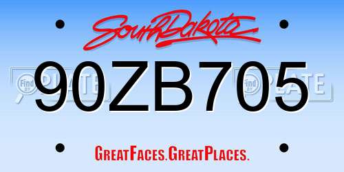 90ZB705 South Dakota License Plate