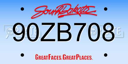 90ZB708 South Dakota License Plate