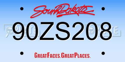 90ZS208 South Dakota License Plate