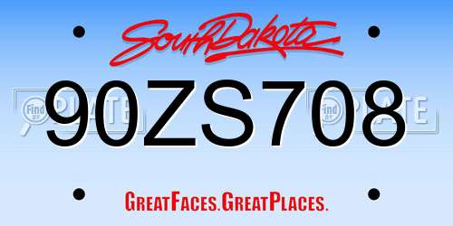 90ZS708 South Dakota License Plate