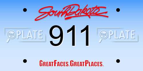911 South Dakota License Plate