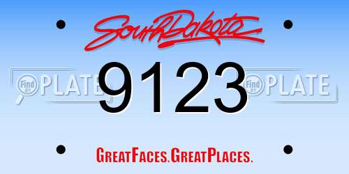 9123 South Dakota License Plate