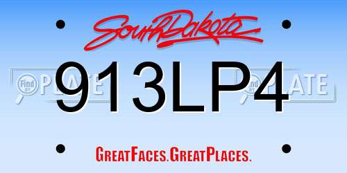 913LP4 South Dakota License Plate