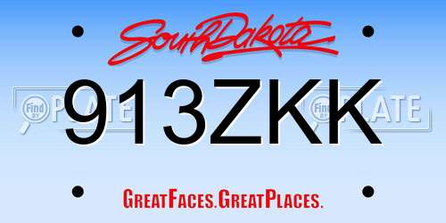 913ZKK South Dakota License Plate