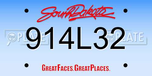 914L32 South Dakota License Plate