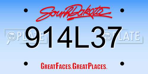 914L37 South Dakota License Plate