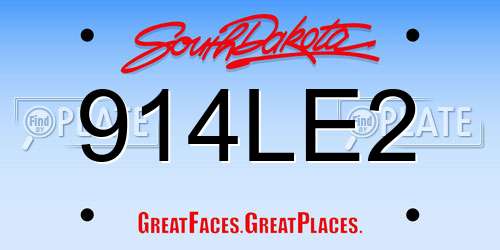 914LE2 South Dakota License Plate