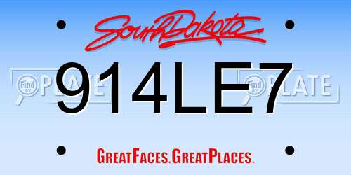 914LE7 South Dakota License Plate