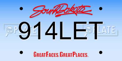 914LET South Dakota License Plate