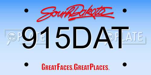 915DAT South Dakota License Plate