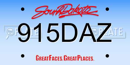 915DAZ South Dakota License Plate