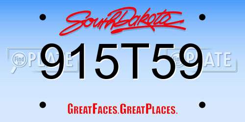 915T59 South Dakota License Plate