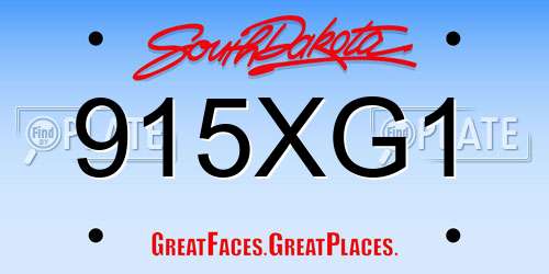 915XG1 South Dakota License Plate
