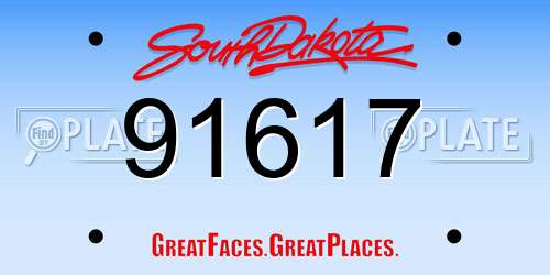 91617 South Dakota License Plate