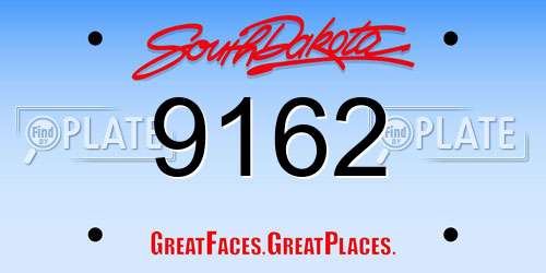 9162 South Dakota License Plate