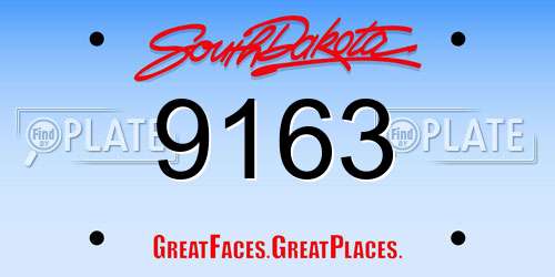 9163 South Dakota License Plate