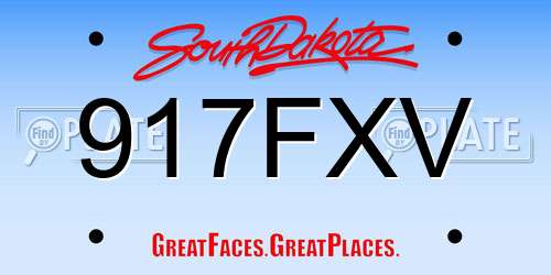 917FXV South Dakota License Plate