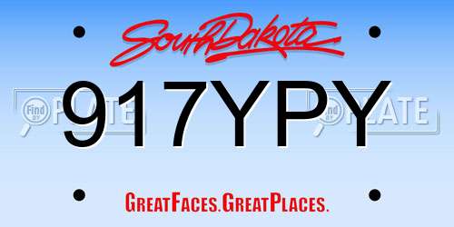917YPY South Dakota License Plate