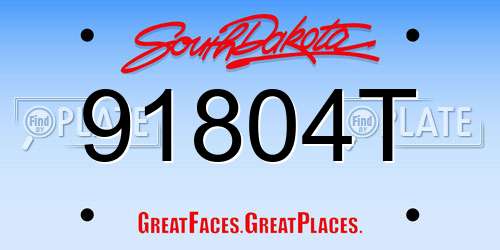 91804T South Dakota License Plate