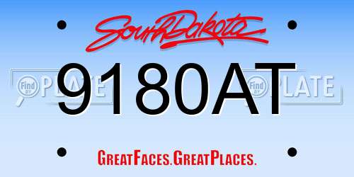 9180AT South Dakota License Plate