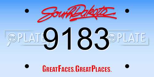 9183 South Dakota License Plate