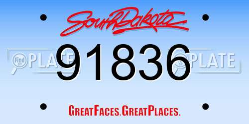 91836 South Dakota License Plate