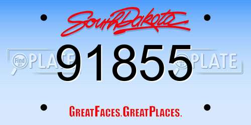 91855 South Dakota License Plate