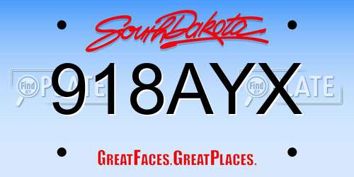 918AYX South Dakota License Plate