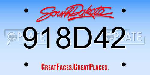 918D42 South Dakota License Plate