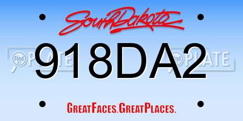 918DA2 South Dakota License Plate
