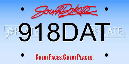 918DAT South Dakota License Plate