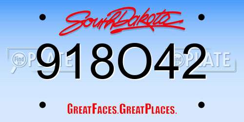 918O42 South Dakota License Plate
