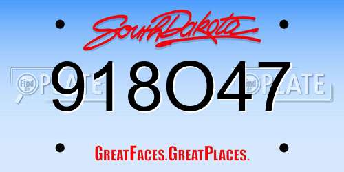 918O47 South Dakota License Plate