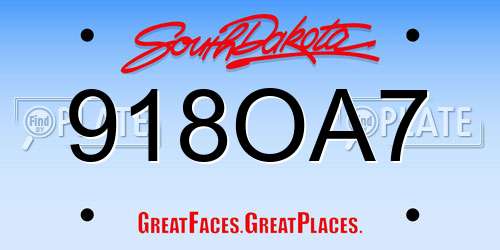 918OA7 South Dakota License Plate