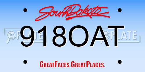 918OAT South Dakota License Plate
