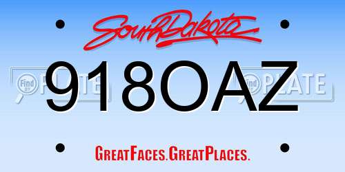 918OAZ South Dakota License Plate