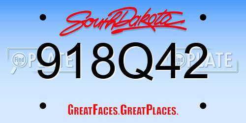 918Q42 South Dakota License Plate