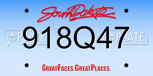918Q47 South Dakota License Plate