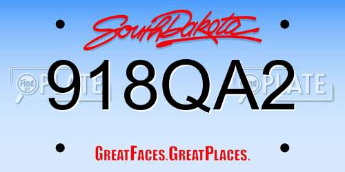 918QA2 South Dakota License Plate