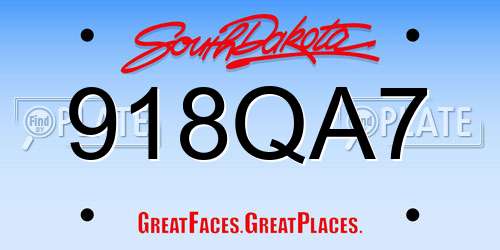 918QA7 South Dakota License Plate