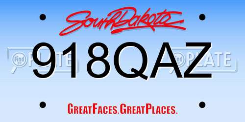 918QAZ South Dakota License Plate