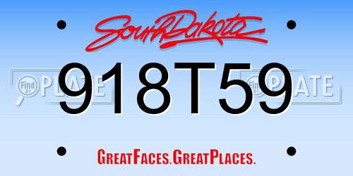 918T59 South Dakota License Plate