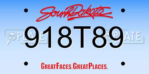 918T89 South Dakota License Plate