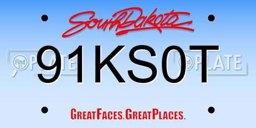 91KS0T South Dakota License Plate
