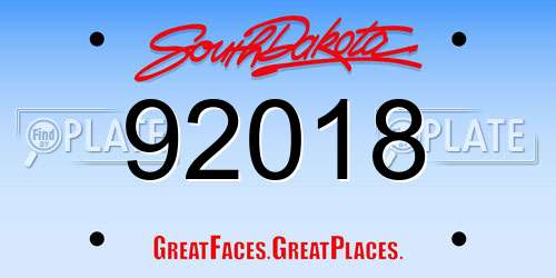 92018 South Dakota License Plate