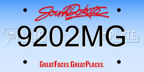 9202MG South Dakota License Plate