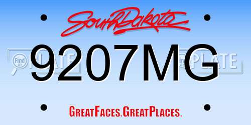 9207MG South Dakota License Plate