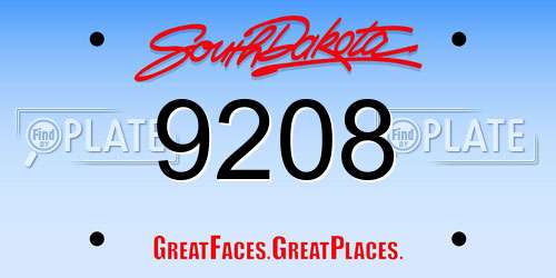 9208 South Dakota License Plate