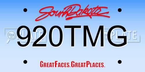 920TMG South Dakota License Plate