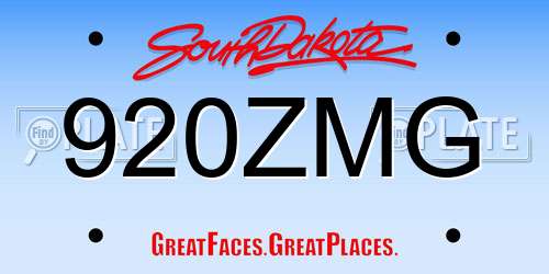 920ZMG South Dakota License Plate